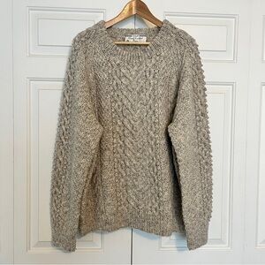 Cozy Fisherman’s Sweater in Cream/Gray